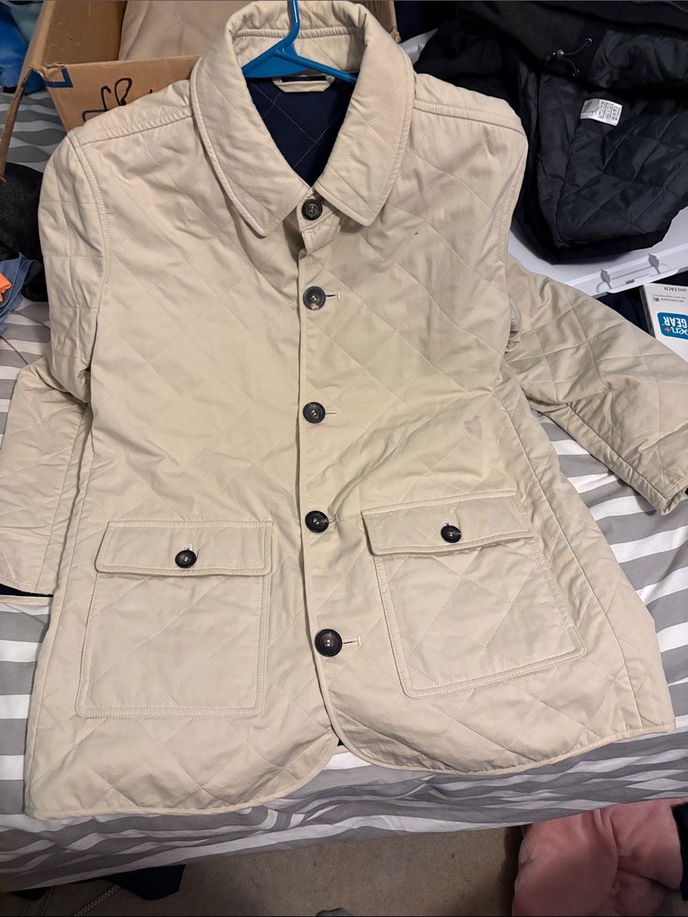 Maus & Hoffman Quilted Cream Women's Pea Coat - Classic Button Front